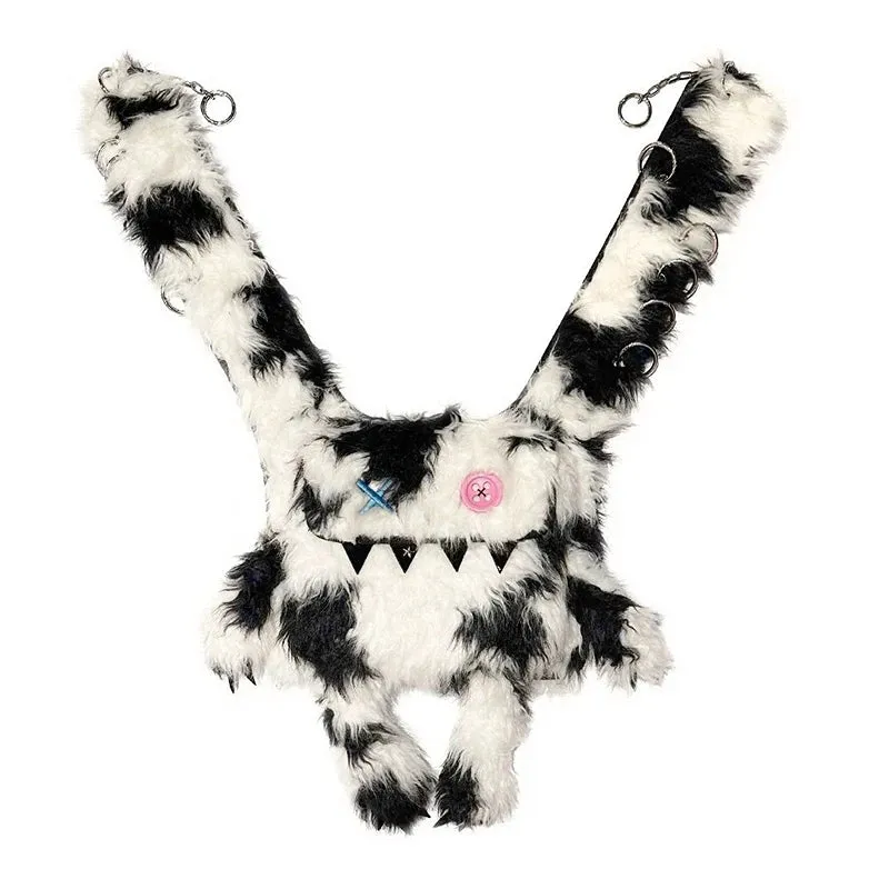 Uakiss Funny Women Backpacks Furry Monsters Individuality Crossbody Bolso Mujer Y2K E Girl Aesthetic Designer Bag Female