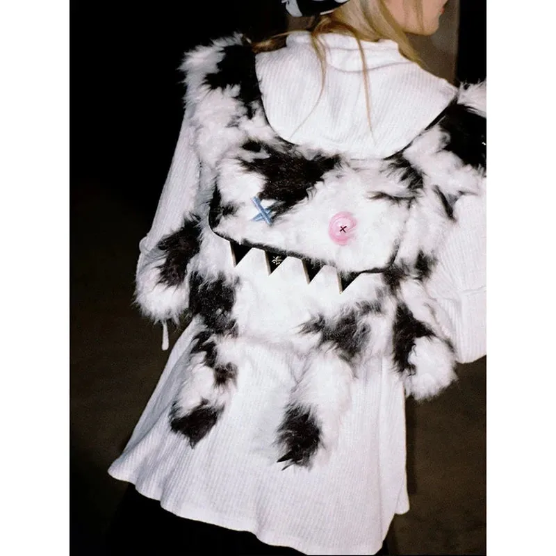 Uakiss Funny Women Backpacks Furry Monsters Individuality Crossbody Bolso Mujer Y2K E Girl Aesthetic Designer Bag Female