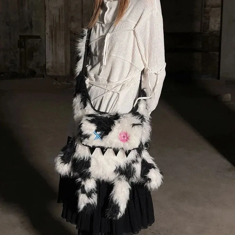 Uakiss Funny Women Backpacks Furry Monsters Individuality Crossbody Bolso Mujer Y2K E Girl Aesthetic Designer Bag Female