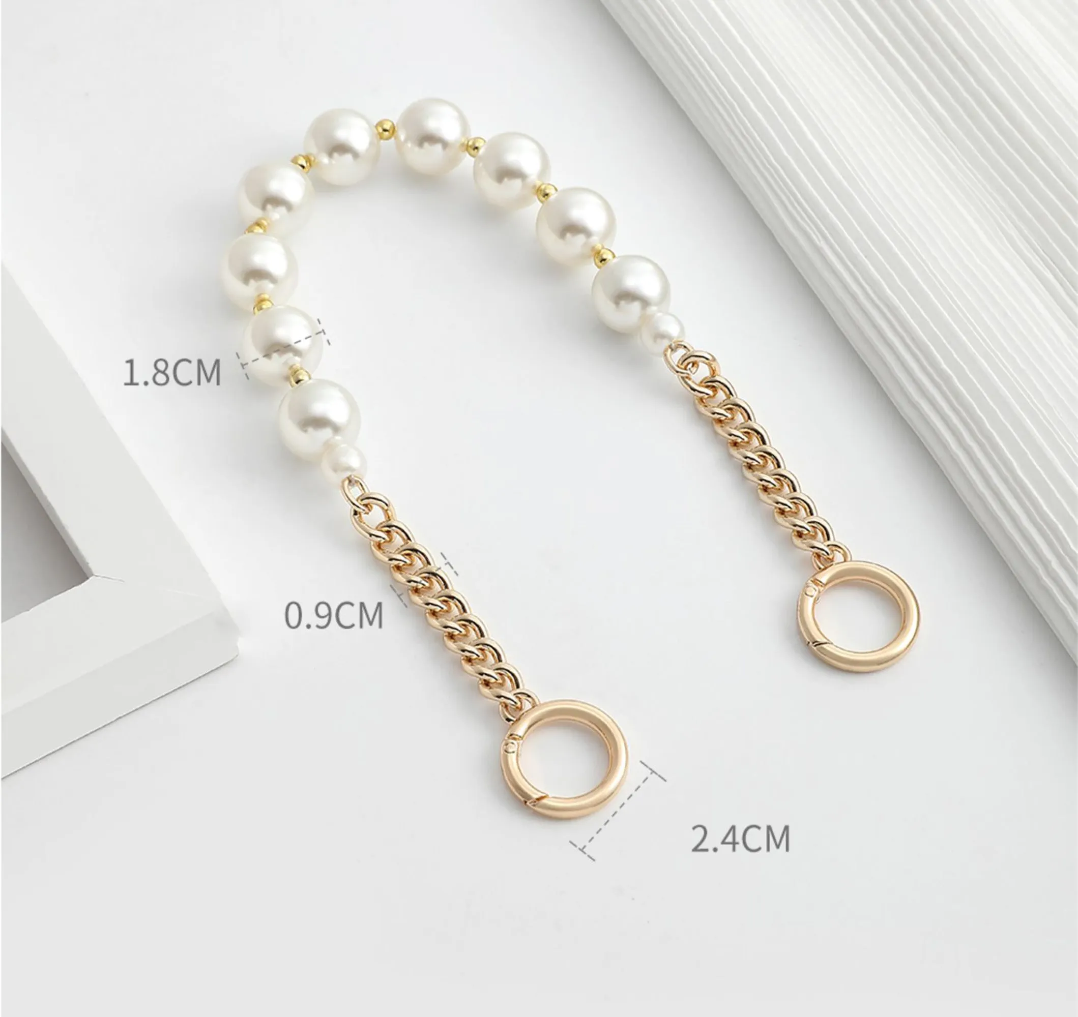 Versatile pearl metal chain handle, bag chain strap, replacement handle chain accessory for shoulder straps