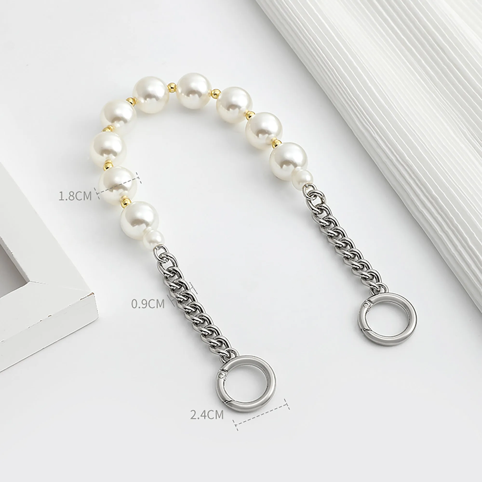 Versatile pearl metal chain handle, bag chain strap, replacement handle chain accessory for shoulder straps