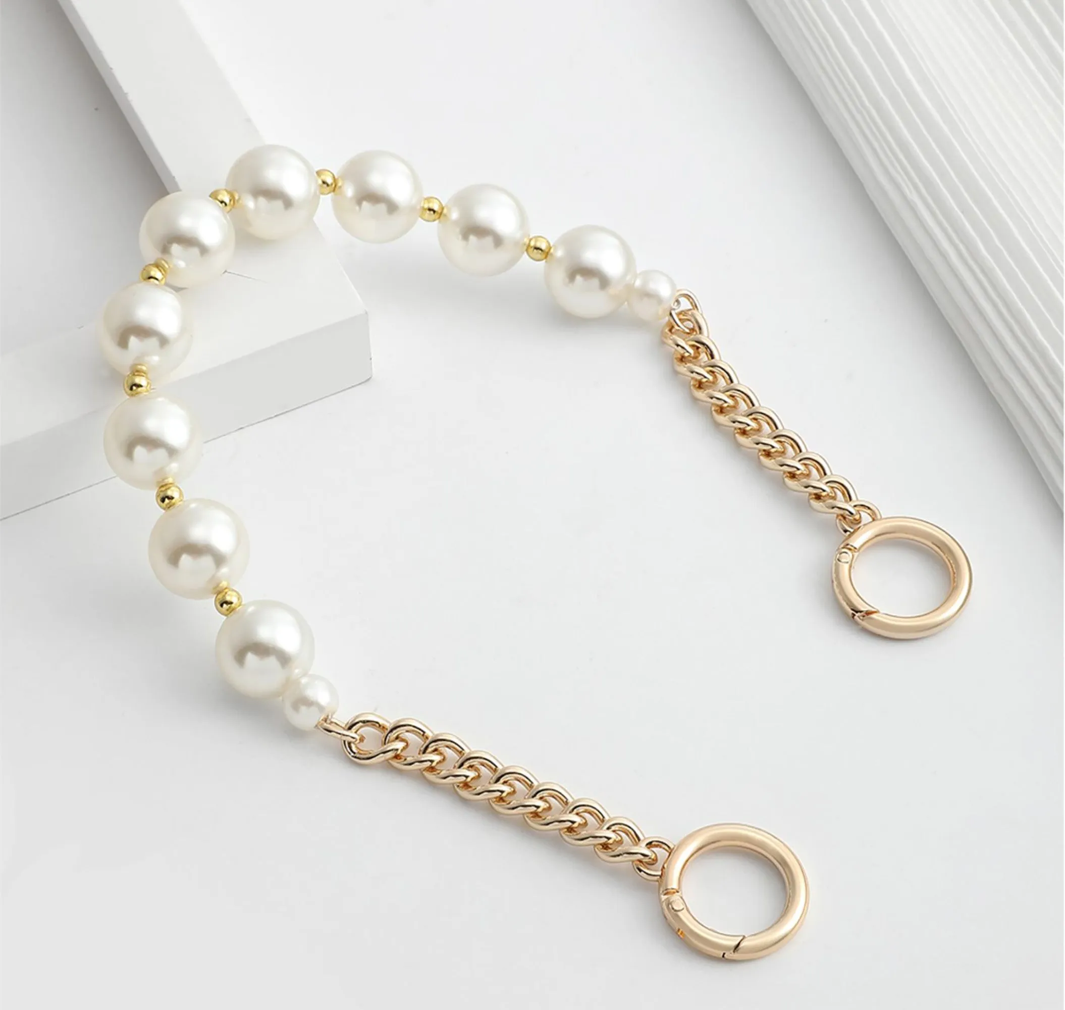 Versatile pearl metal chain handle, bag chain strap, replacement handle chain accessory for shoulder straps