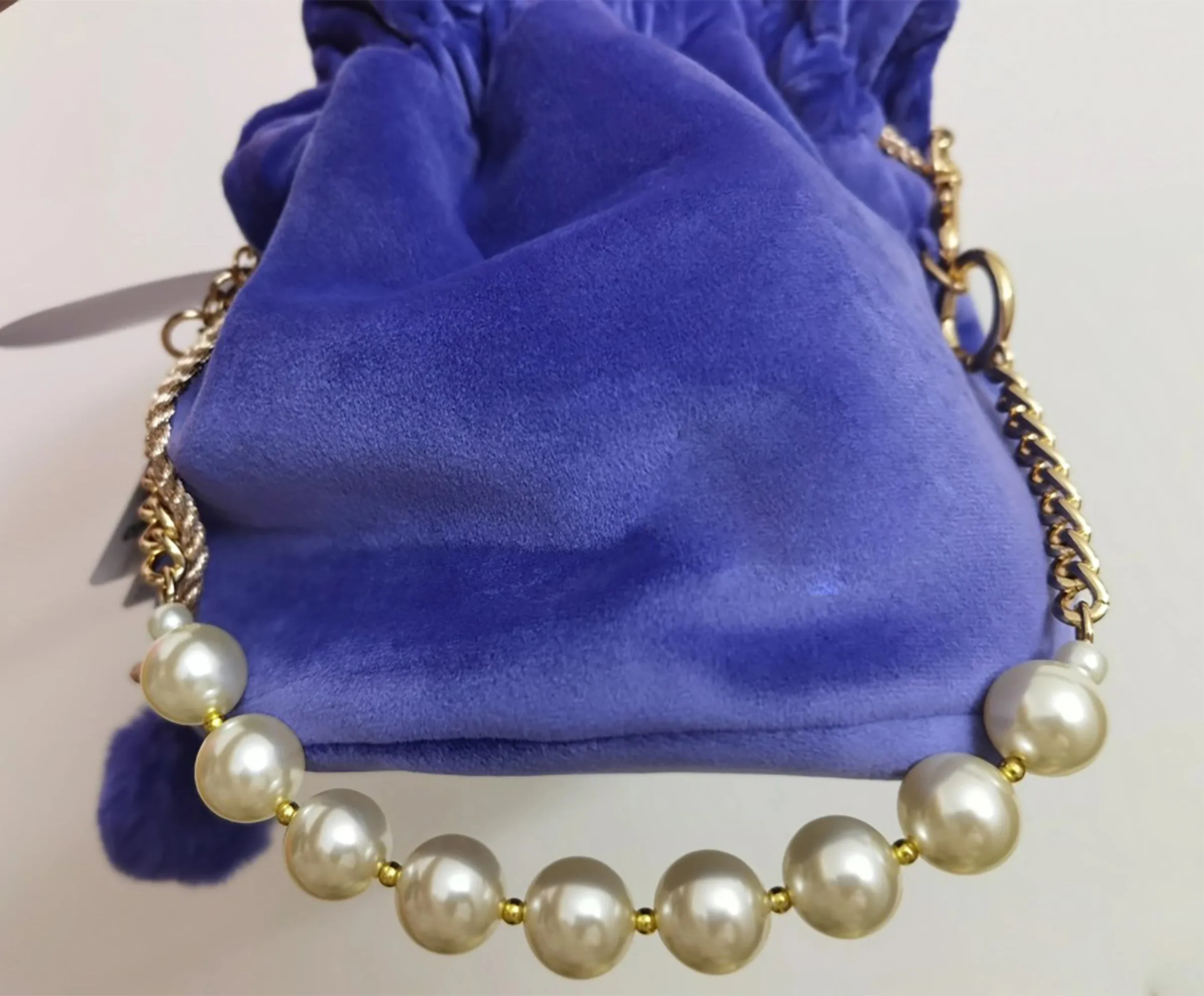 Versatile pearl metal chain handle, bag chain strap, replacement handle chain accessory for shoulder straps