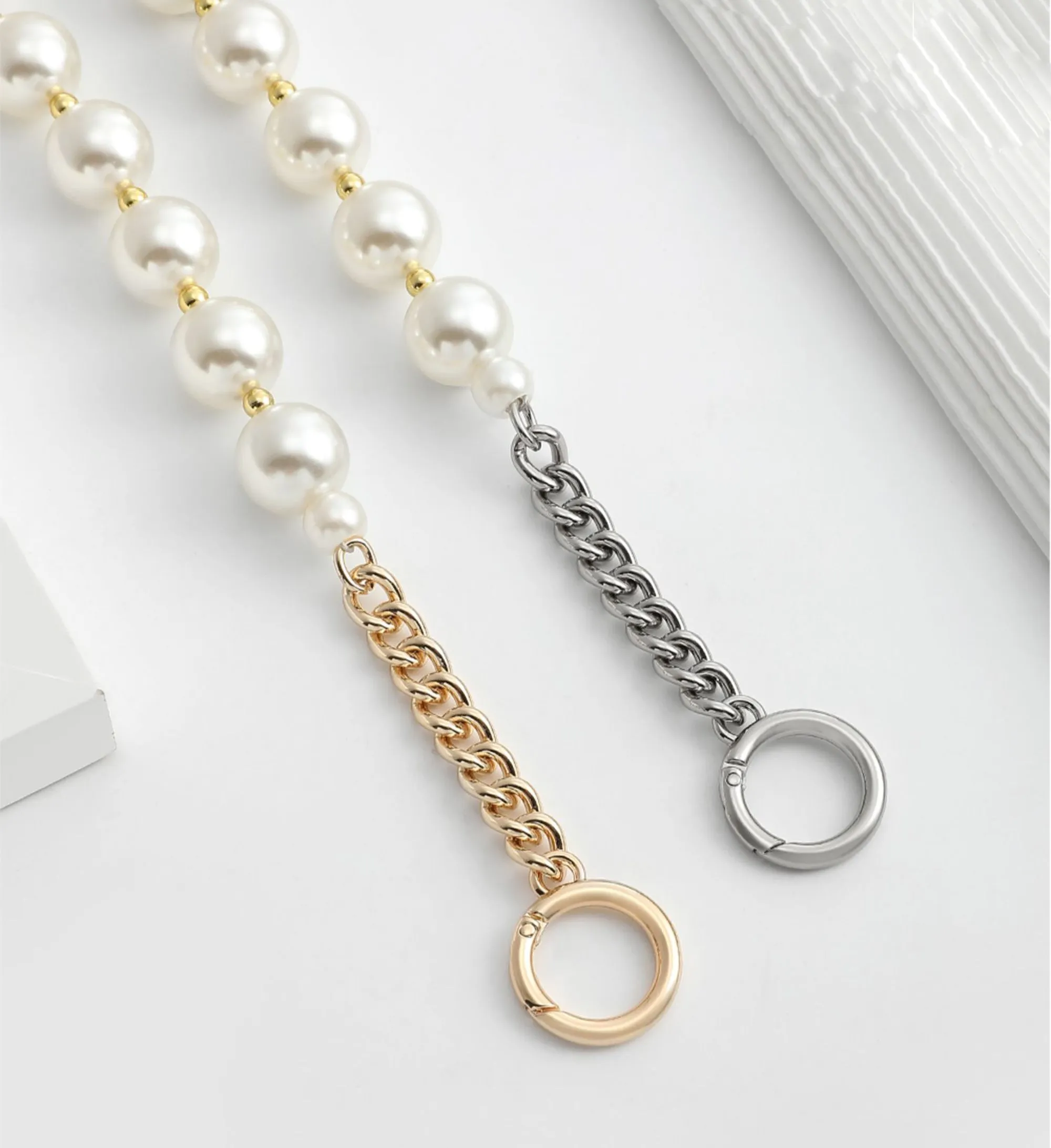 Versatile pearl metal chain handle, bag chain strap, replacement handle chain accessory for shoulder straps