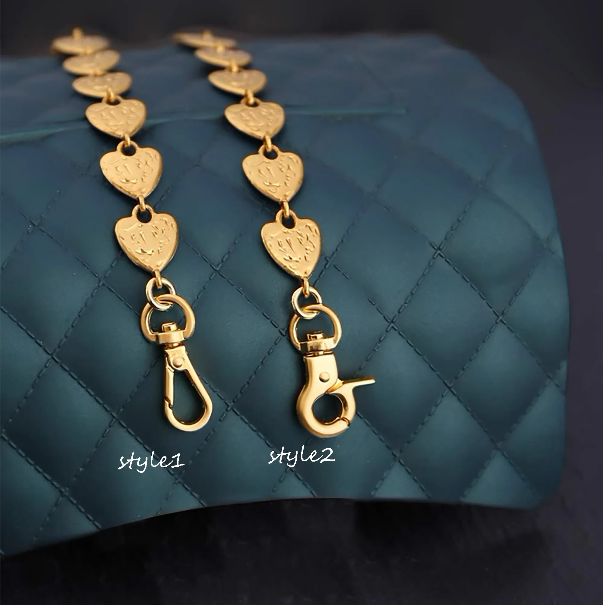 Vintage Bag Chain Accessories Crossbody Chain Strap,Heart-shaped Metal Replacement Chain.