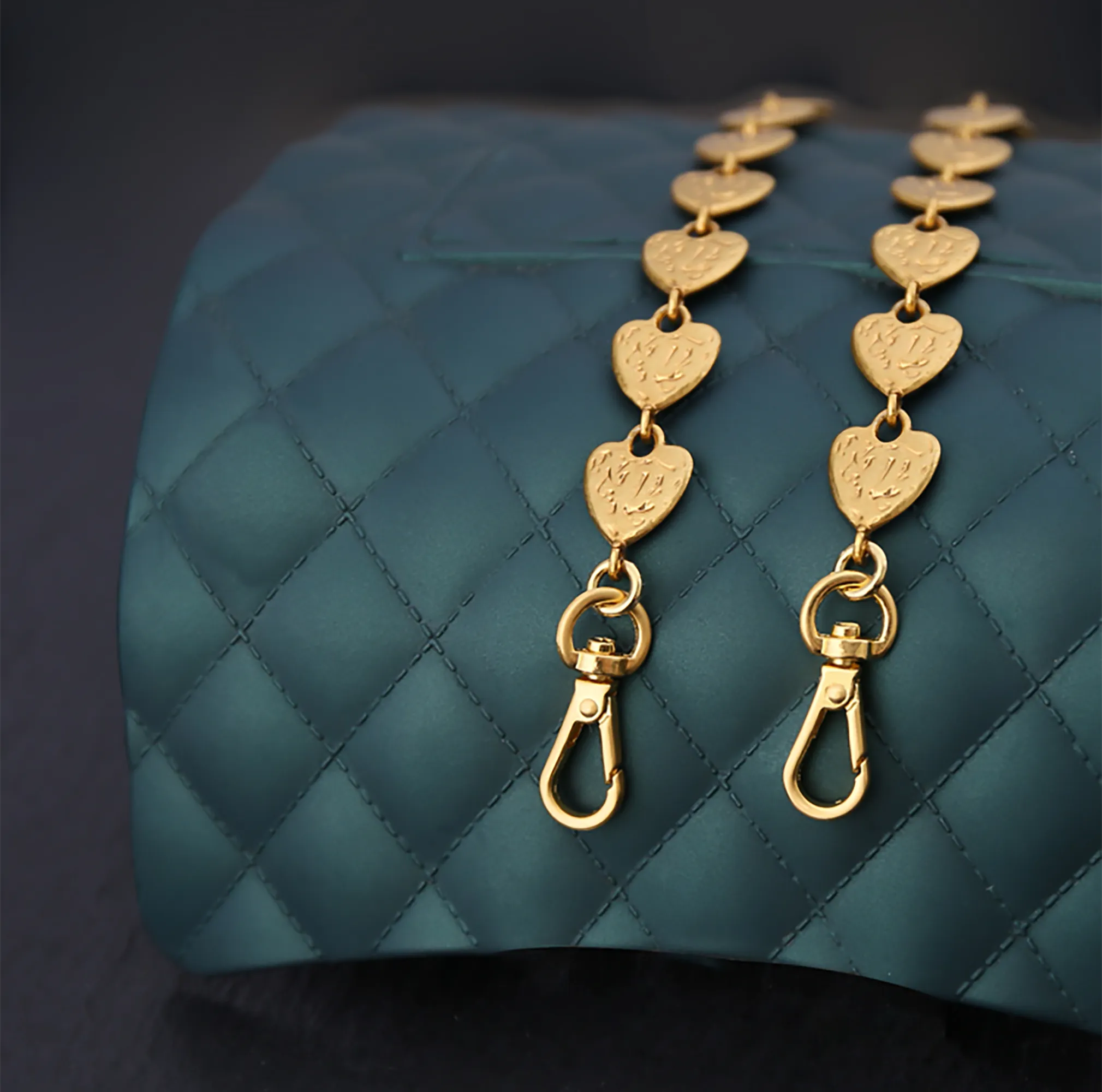 Vintage Bag Chain Accessories Crossbody Chain Strap,Heart-shaped Metal Replacement Chain.