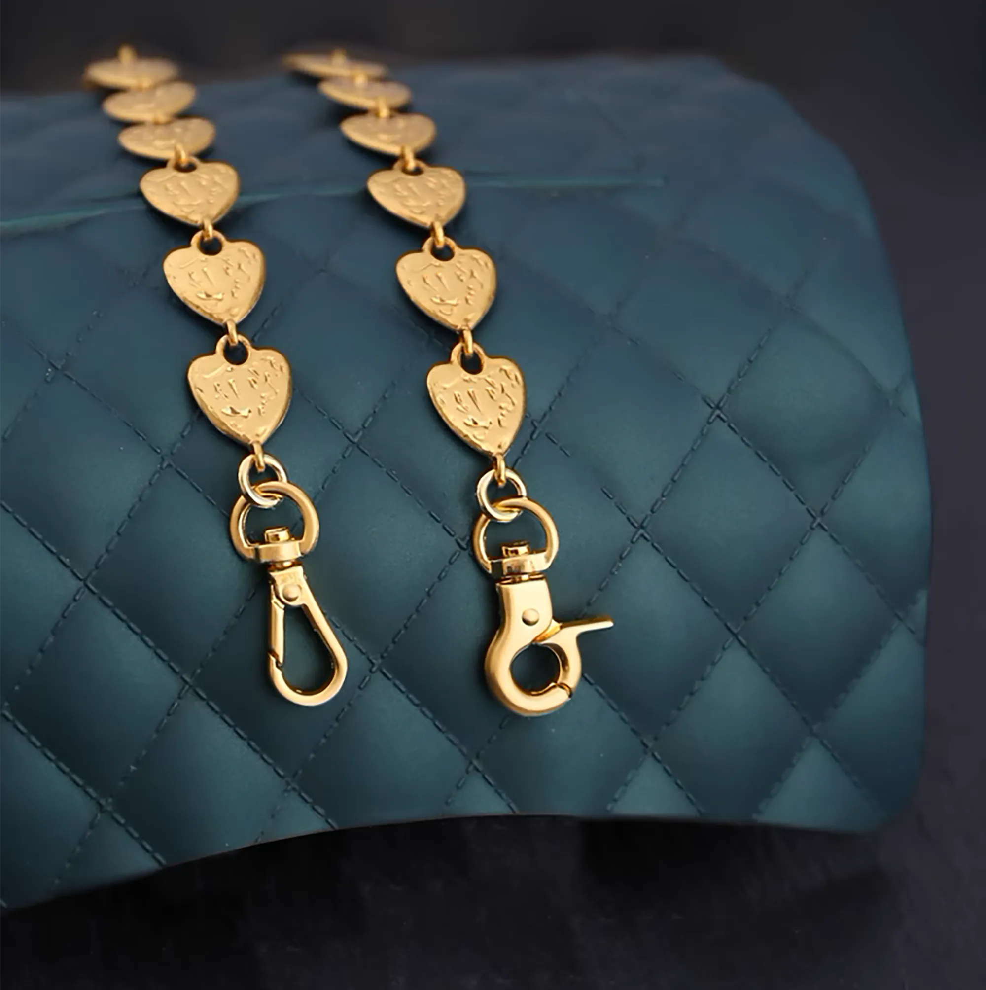 Vintage Bag Chain Accessories Crossbody Chain Strap,Heart-shaped Metal Replacement Chain.