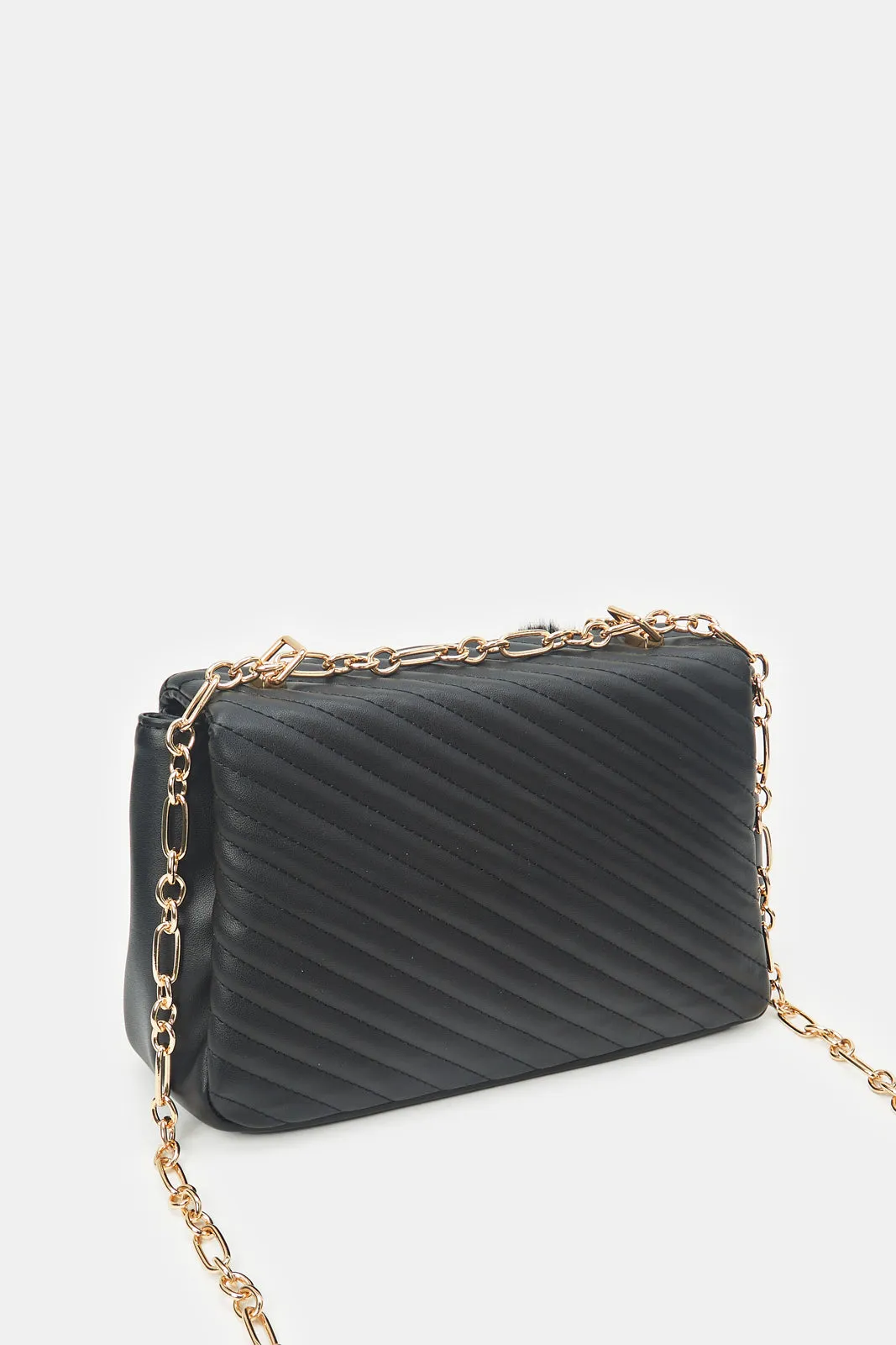 Women Black Quilted Cross Body Bag