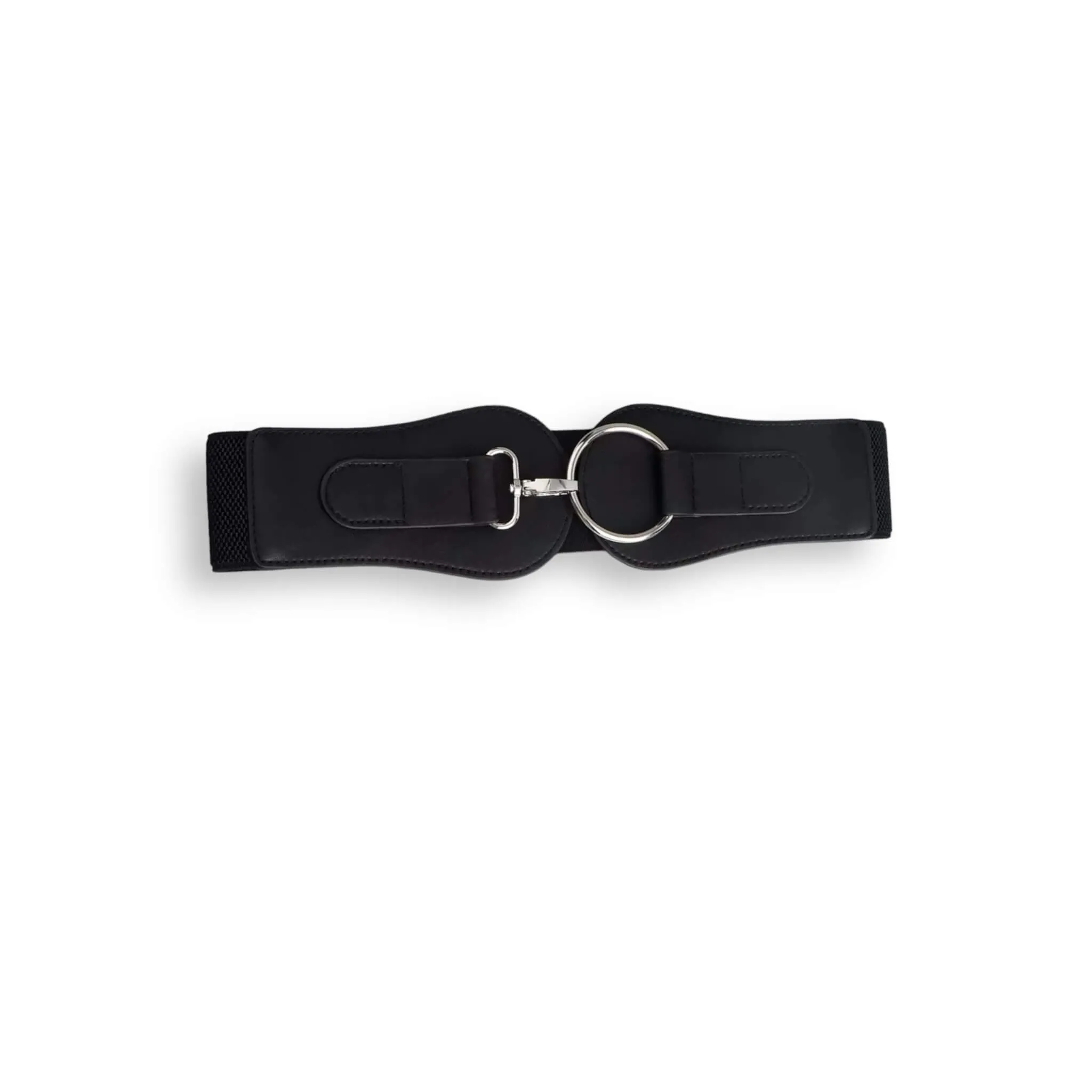 Women's Black Silver Clip Buckle Corset Belt